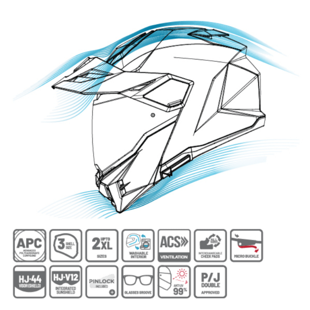 HJC i80 VELLY MC7 Adventure Flip-Up Hjelm - Billede 8